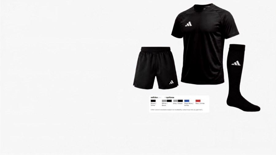 Adidas Entrada short-sleeve shirt, shorts and Milano sock - Coerver Coaching Scotland training wear